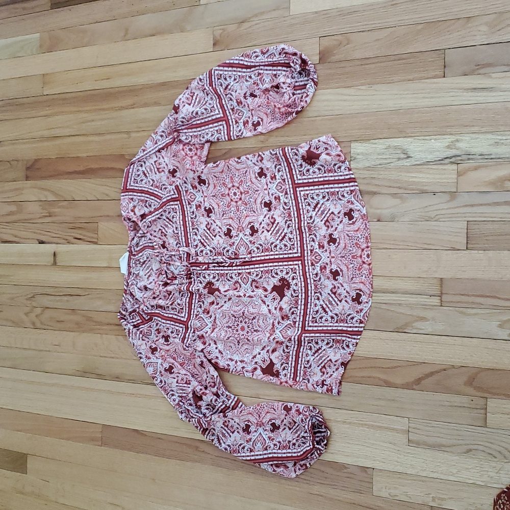 Savanna Jane Rust and White Paisley Blouse